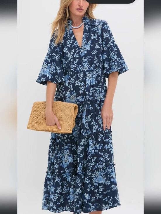 Tuckernuck Dresses & Skirts - Tuckernuck Twilight Garden Jenna Floral Dress Size Medium Linen Cotton